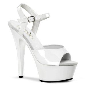 Pleaser Kiss 209 Platform Stiletto Heels - White Patent